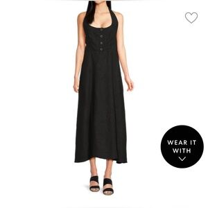 Halterneck Linen Blend Midi Dress